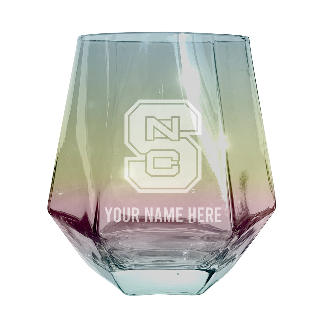 NC State Wolfpack Customizable Stemless Diamond Wine Glass Engraved 10 oz Officially Licensed Collegiate Product Image 1