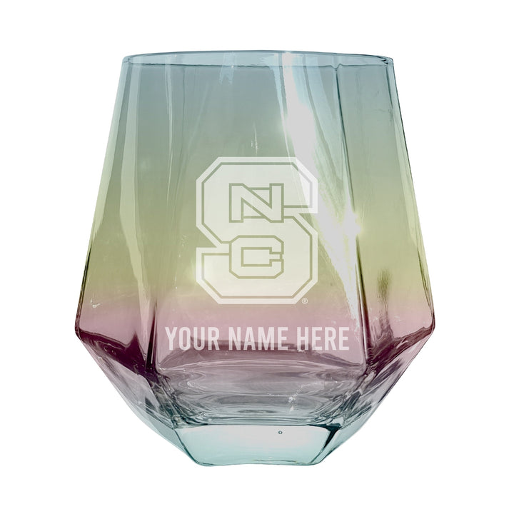 NC State Wolfpack Customizable Stemless Diamond Wine Glass Engraved 10 oz Officially Licensed Collegiate Product Image 1