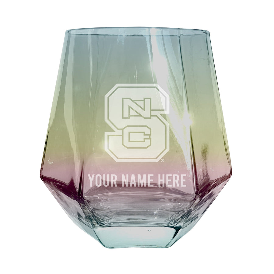 NC State Wolfpack Customizable Stemless Diamond Wine Glass Engraved 10 oz Officially Licensed Collegiate Product Image 1