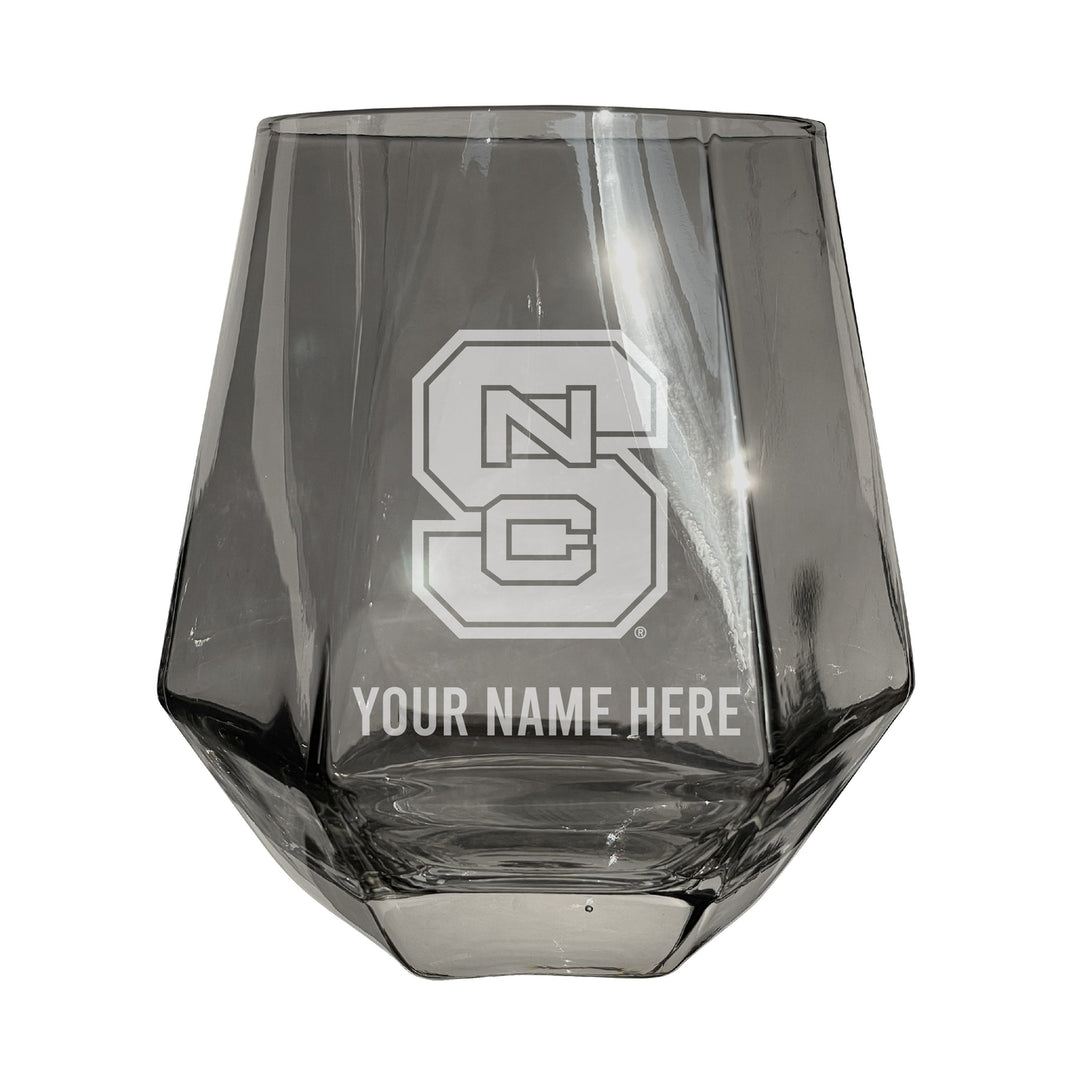 NC State Wolfpack Customizable Stemless Diamond Wine Glass Engraved 10 oz Officially Licensed Collegiate Product Image 2