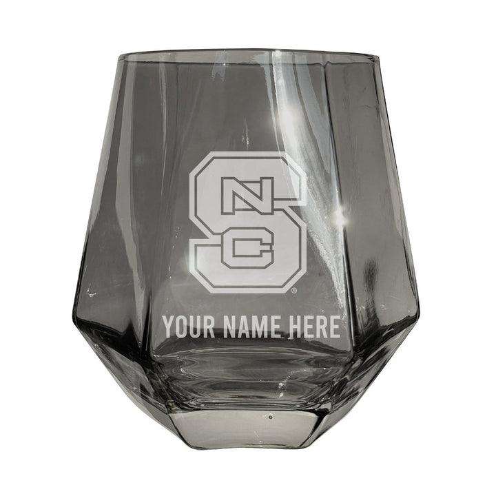 NC State Wolfpack Customizable Stemless Diamond Wine Glass Engraved 10 oz Officially Licensed Collegiate Product Image 1