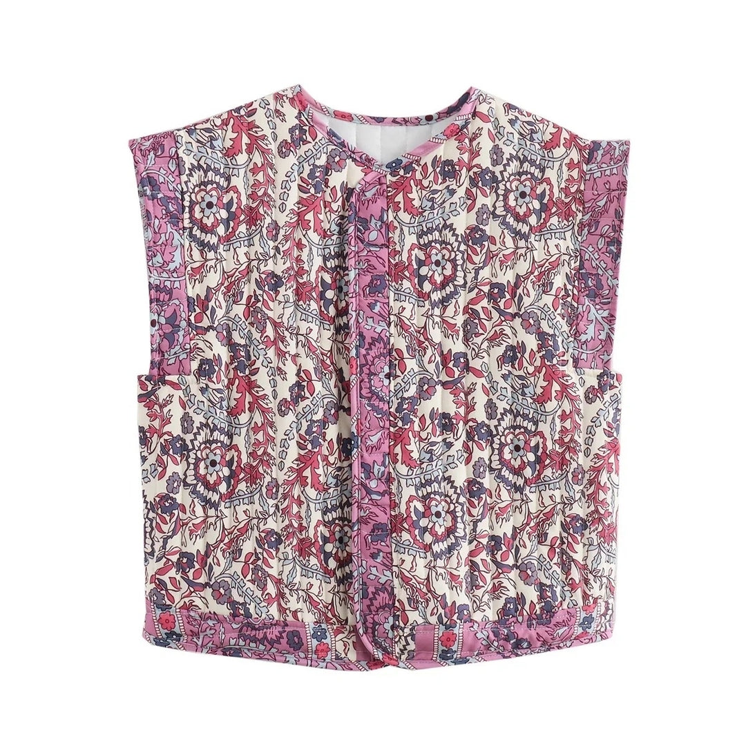 Womens Printed Cotton Vest - Cute Lace Casual Jacket for Girls Image 7