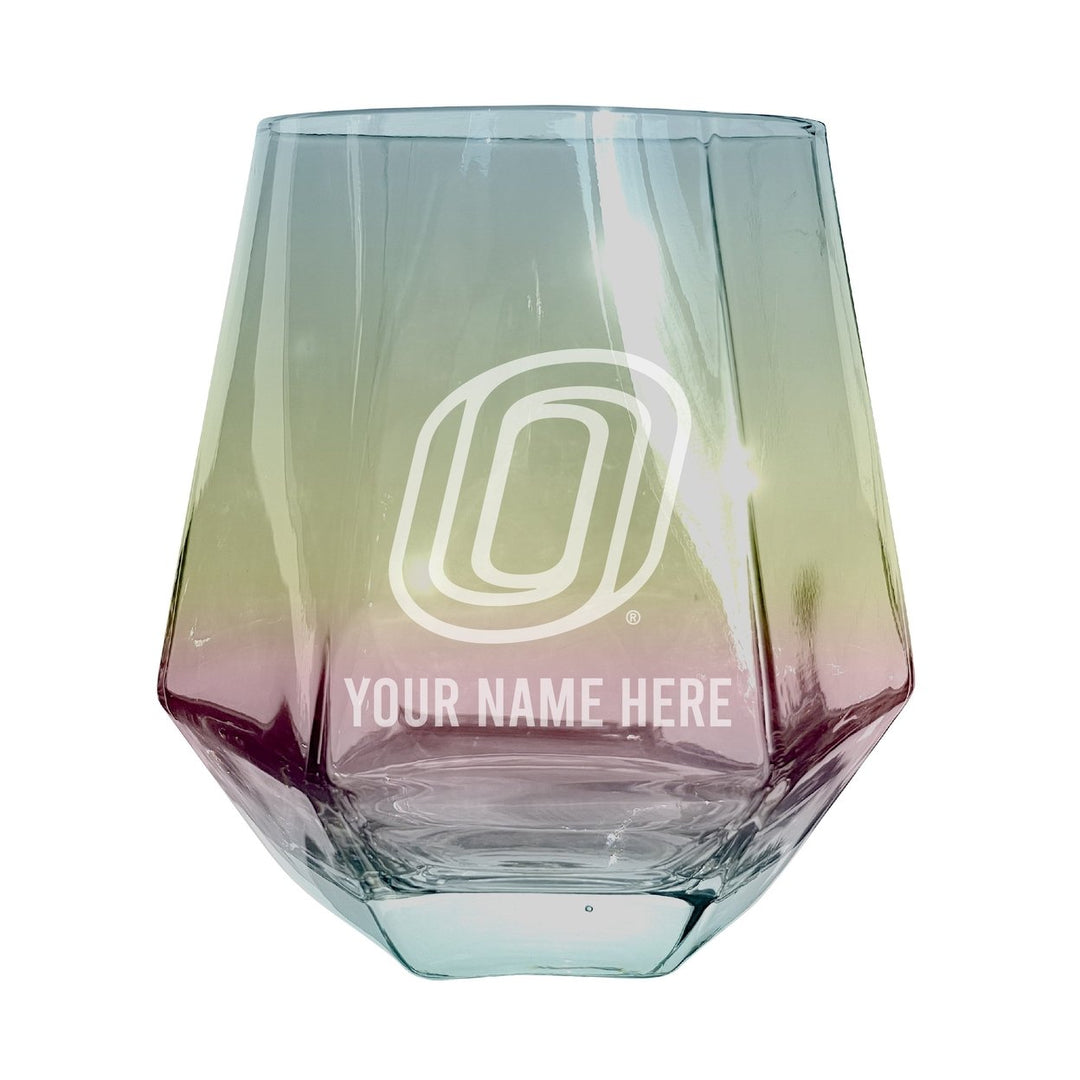 Nebraska at Omaha Customizable Stemless Diamond Wine Glass Engraved 10 oz Officially Licensed Collegiate Product Image 3