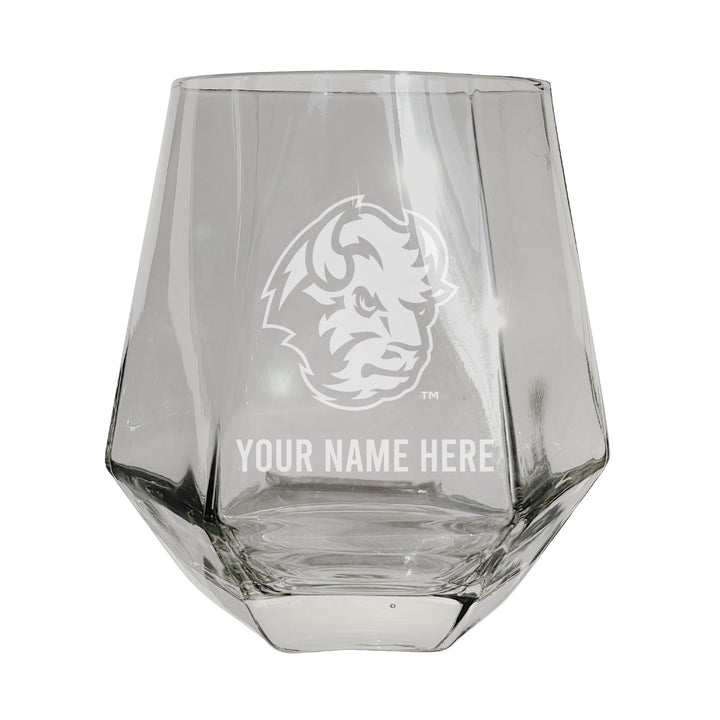 North Dakota State Bison Customizable Stemless Diamond Wine Glass Engraved 10 oz Officially Licensed Collegiate Product Image 1