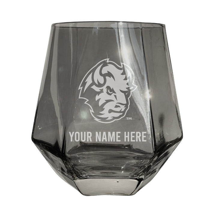 North Dakota State Bison Customizable Stemless Diamond Wine Glass Engraved 10 oz Officially Licensed Collegiate Product Image 1