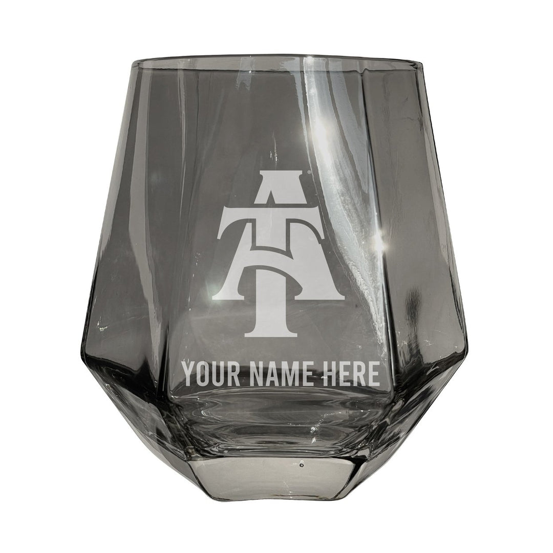 North Carolina AandT State Aggies Customizable Stemless Diamond Wine Glass Engraved 10 oz Officially Licensed Collegiate Image 2