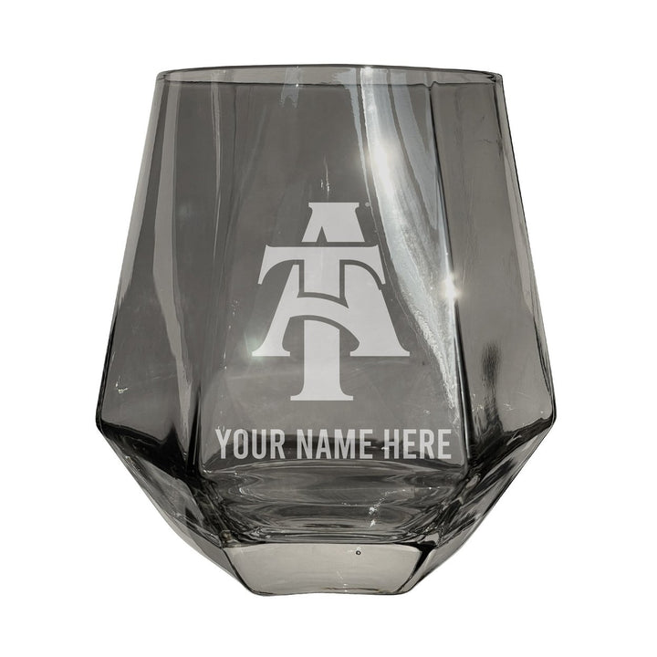 North Carolina AandT State Aggies Customizable Stemless Diamond Wine Glass Engraved 10 oz Officially Licensed Collegiate Image 1