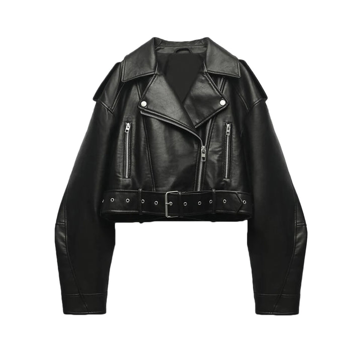 Fitaylor Womens Faux PU Leather Motorcycle Jacket - Casual Zipper Lapel Coat Image 1