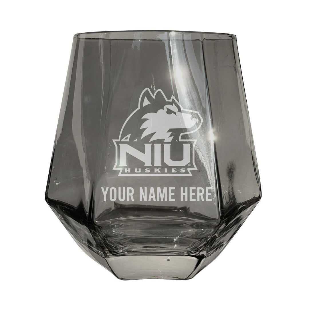 Northern Illinois Huskies Customizable Stemless Diamond Wine Glass Engraved 10 oz Officially Licensed Collegiate Product Image 2