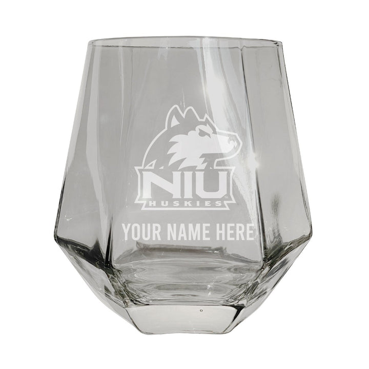 Northern Illinois Huskies Customizable Stemless Diamond Wine Glass Engraved 10 oz Officially Licensed Collegiate Product Image 1