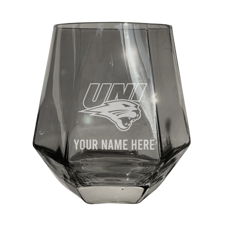 Northern Iowa Panthers Customizable Stemless Diamond Wine Glass Engraved 10 oz Officially Licensed Collegiate Product Image 2