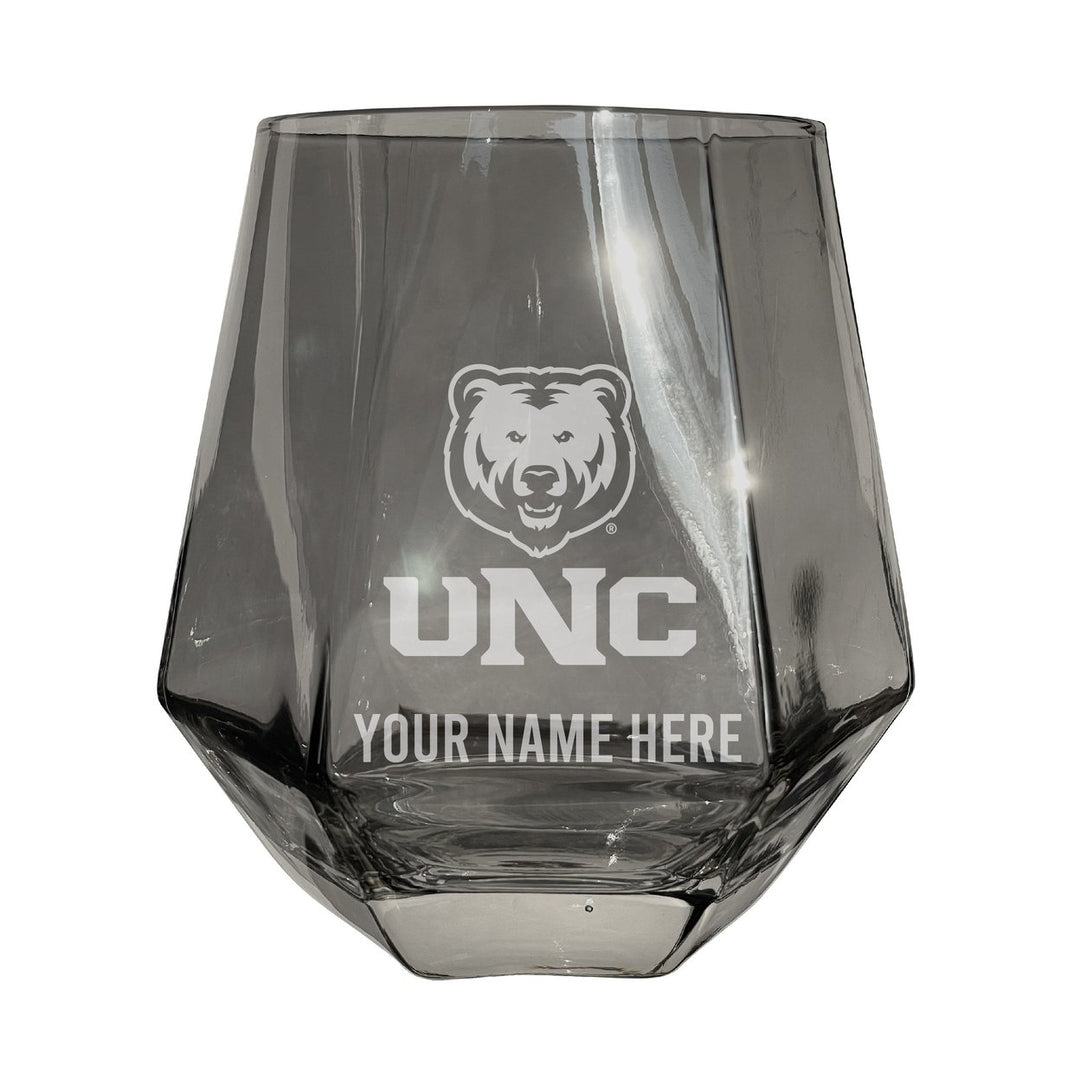 Northern Colorado Bears Customizable Stemless Diamond Wine Glass Engraved 10 oz Officially Licensed Collegiate Product Image 1