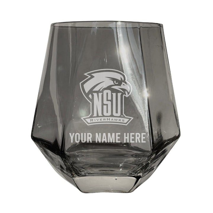 Northeastern State University Riverhawks Customizable Stemless Diamond Wine Glass Engraved 10 oz Officially Licensed Image 2