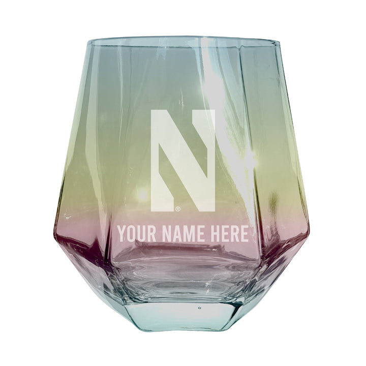 Northwestern University Wildcats Customizable Stemless Diamond Wine Glass Engraved 10 oz Officially Licensed Collegiate Image 1