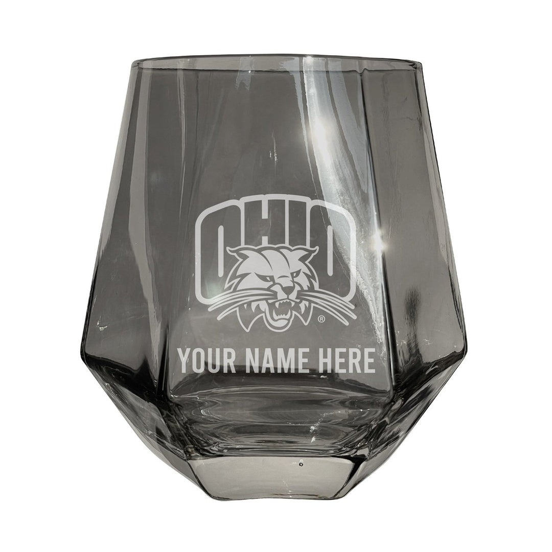 Ohio University Customizable Stemless Diamond Wine Glass Engraved 10 oz Officially Licensed Collegiate Product Image 1