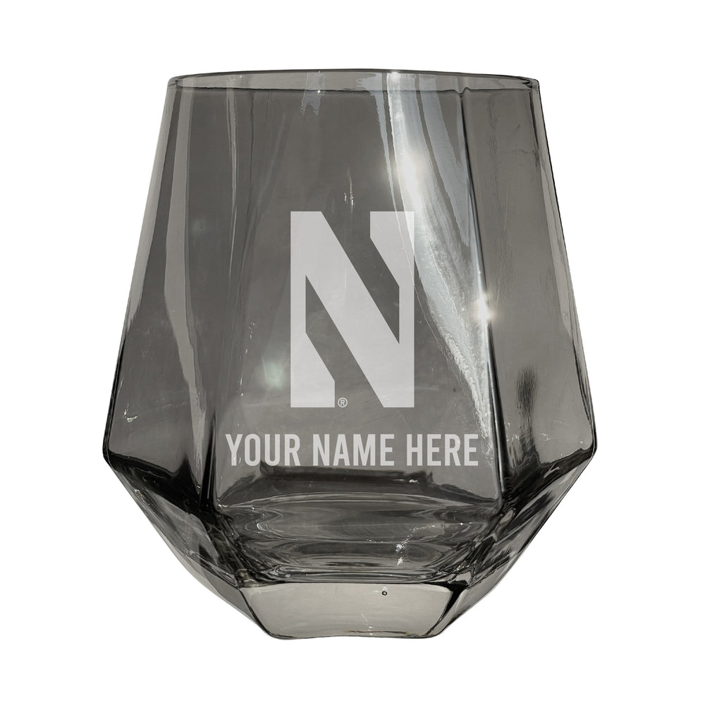 Northwestern University Wildcats Customizable Stemless Diamond Wine Glass Engraved 10 oz Officially Licensed Collegiate Image 2