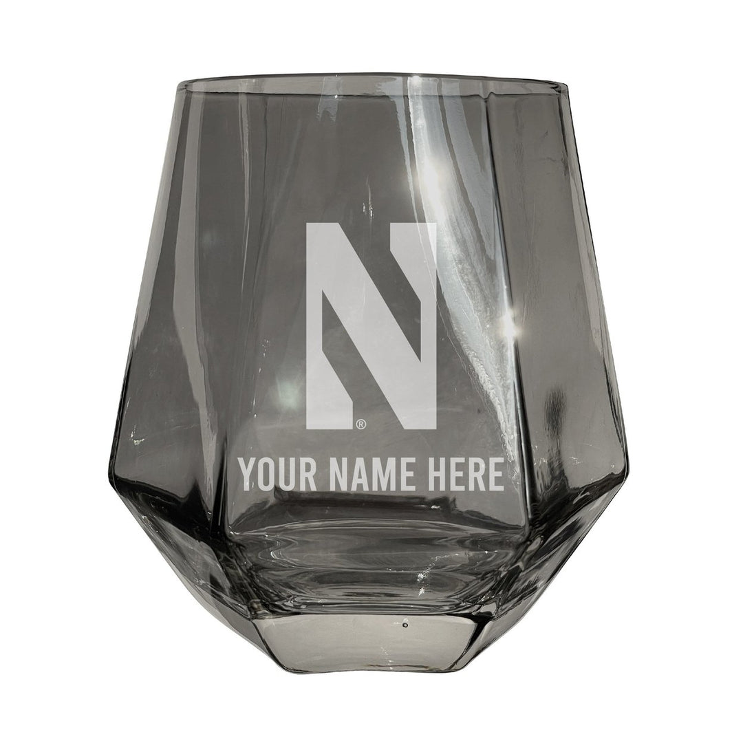 Northwestern University Wildcats Customizable Stemless Diamond Wine Glass Engraved 10 oz Officially Licensed Collegiate Image 1