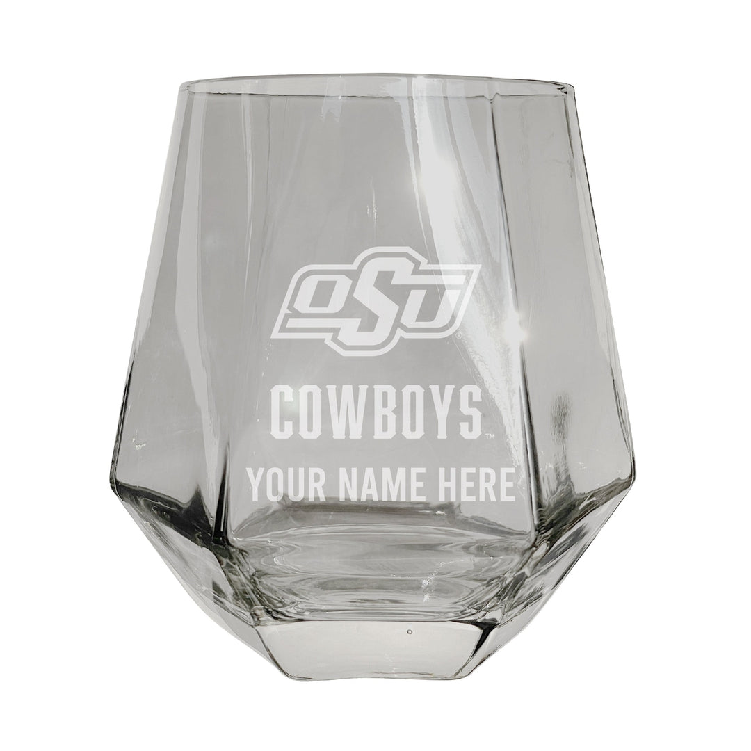 Oklahoma State Cowboys Customizable Stemless Diamond Wine Glass Engraved 10 oz Officially Licensed Collegiate Product Image 3