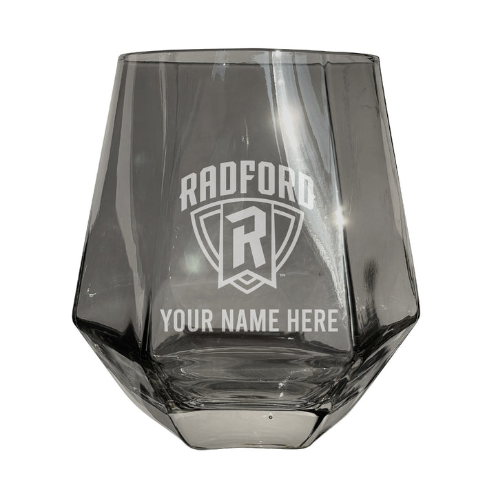 Radford University Highlanders Customizable Stemless Diamond Wine Glass Engraved 10 oz Officially Licensed Collegiate Image 2