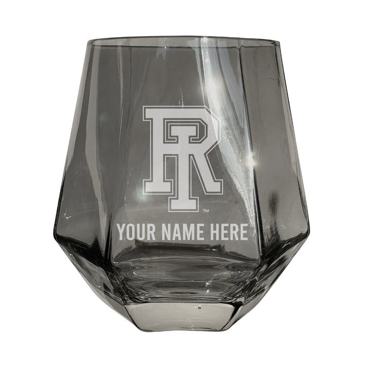 Rhode Island University Customizable Stemless Diamond Wine Glass Engraved 10 oz Officially Licensed Collegiate Product Image 3