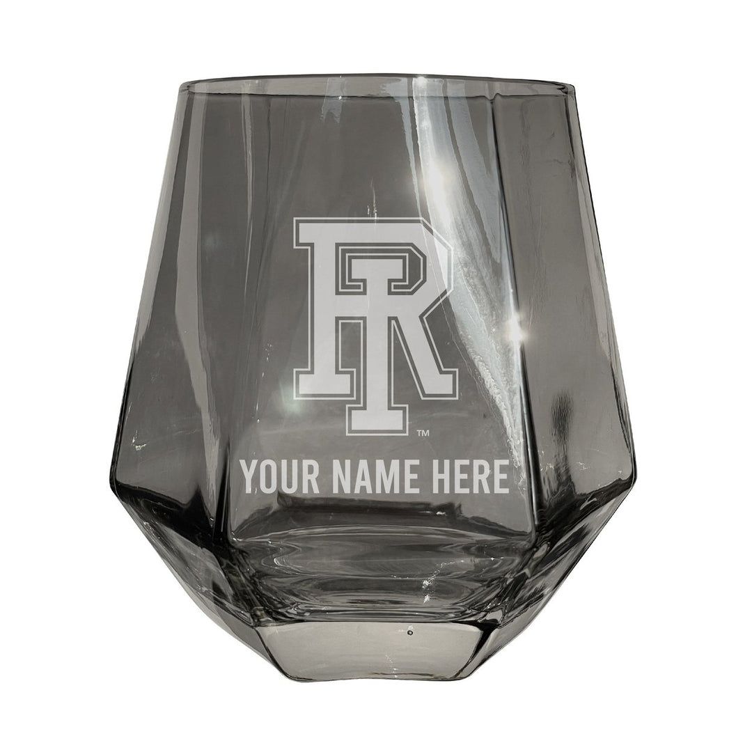 Rhode Island University Customizable Stemless Diamond Wine Glass Engraved 10 oz Officially Licensed Collegiate Product Image 1