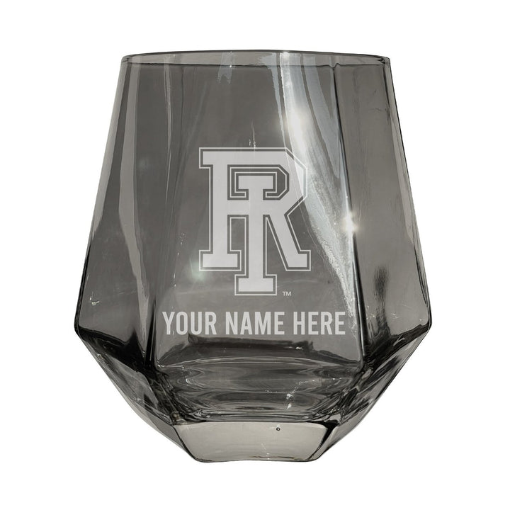 Rhode Island University Customizable Stemless Diamond Wine Glass Engraved 10 oz Officially Licensed Collegiate Product Image 1