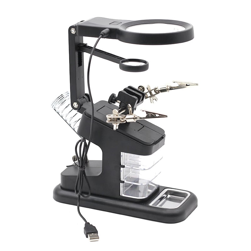 Welding Magnifying Glass LED Light Auxiliary Clip loupe Magnifier 3 In1 Hand Soldering Solder Iron Stand Holder Station Image 1