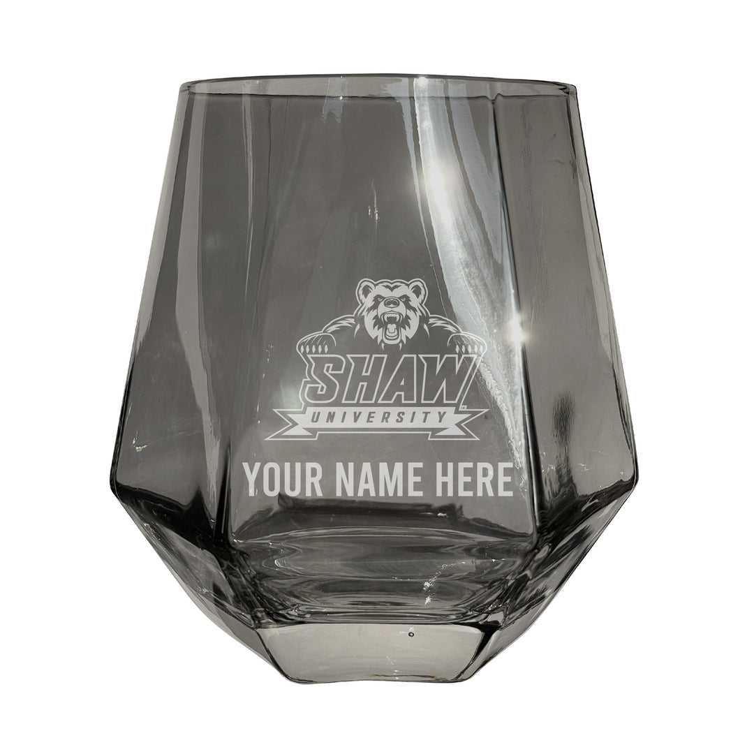 Shaw University Bears Customizable Stemless Diamond Wine Glass Engraved 10 oz Officially Licensed Collegiate Product Image 2