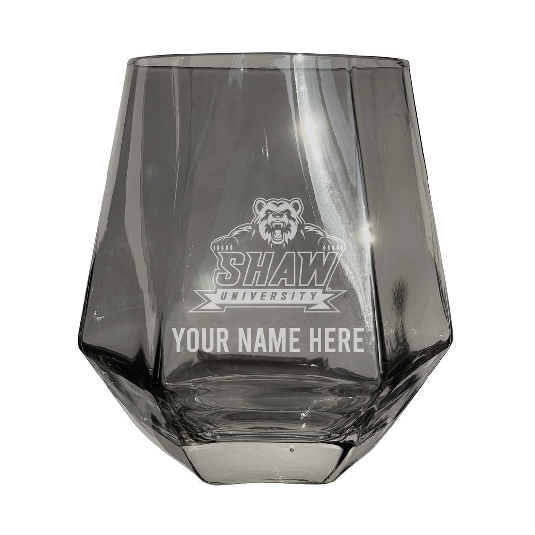 Shaw University Bears Customizable Stemless Diamond Wine Glass Engraved 10 oz Officially Licensed Collegiate Product Image 1