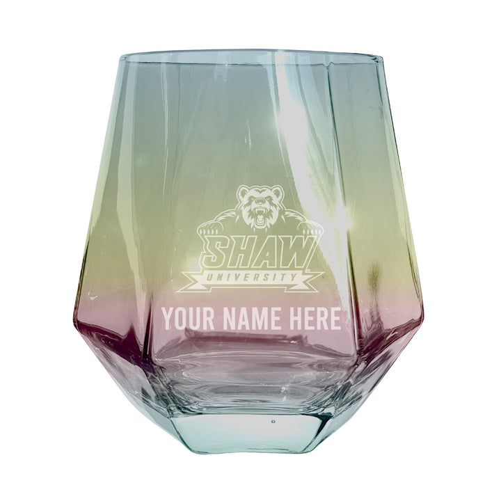 Shaw University Bears Customizable Stemless Diamond Wine Glass Engraved 10 oz Officially Licensed Collegiate Product Image 3