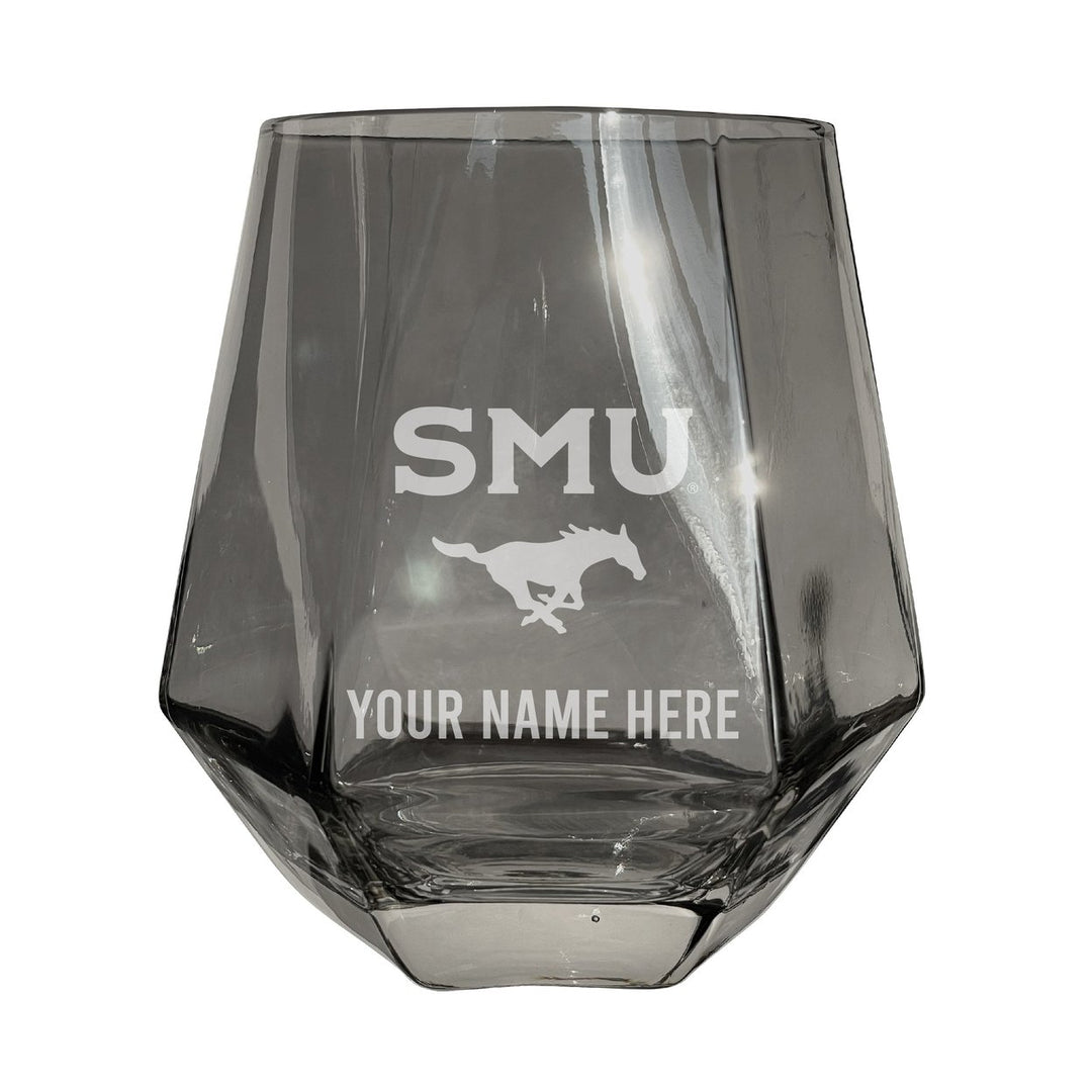 Southern Methodist University Customizable Stemless Diamond Wine Glass Engraved 10 oz Officially Licensed Collegiate Image 2