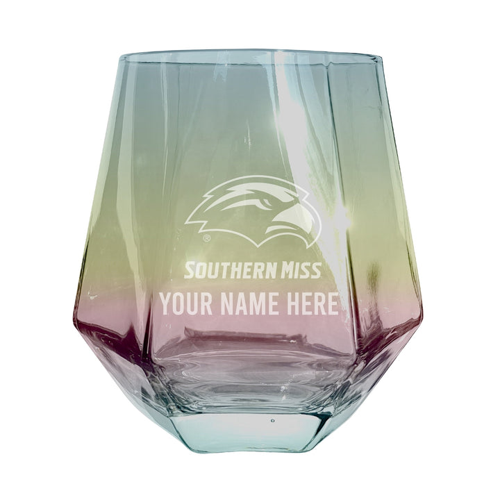 Southern Mississippi Golden Eagles Customizable Stemless Diamond Wine Glass Engraved 10 oz Officially Licensed Image 3