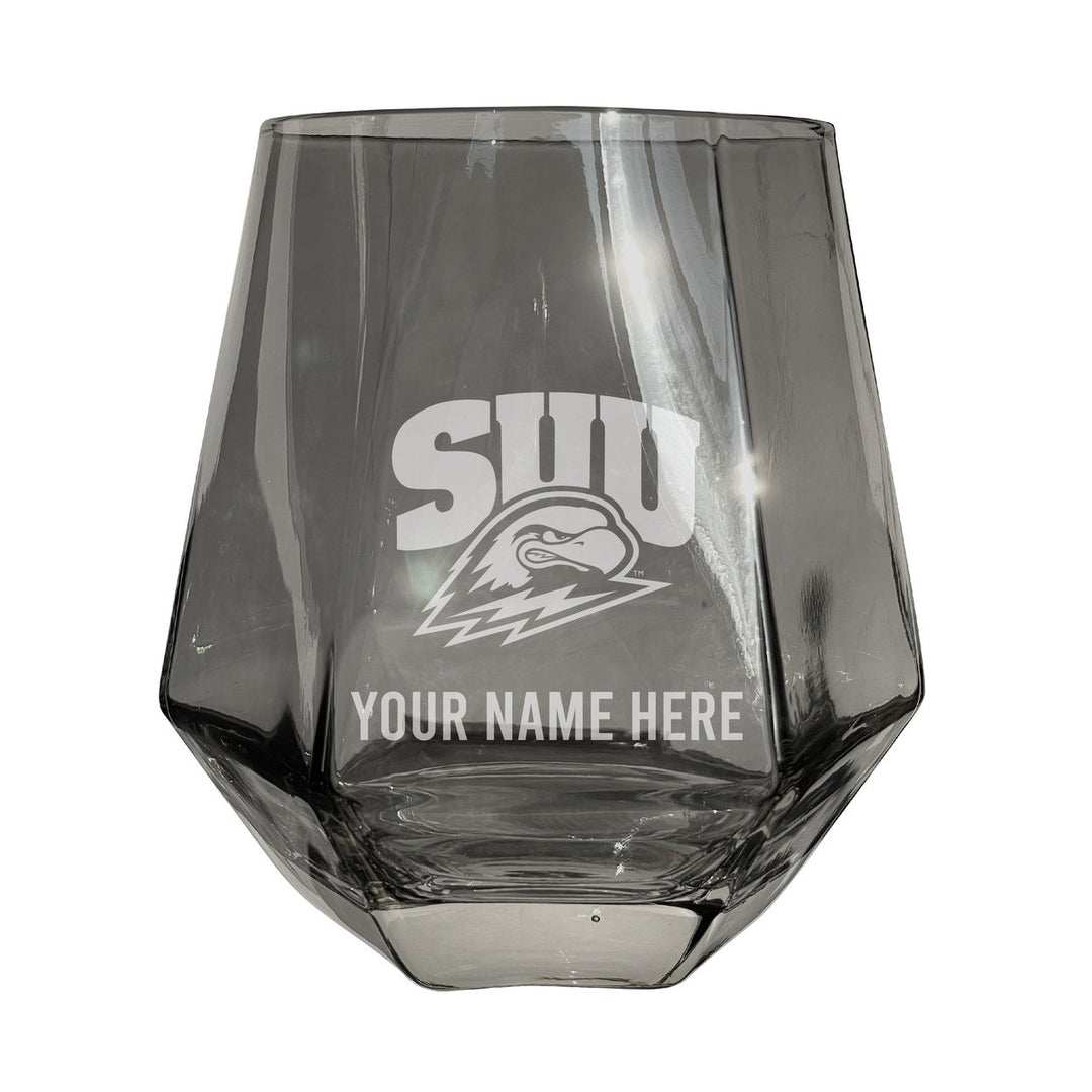 Southern Utah University Customizable Stemless Diamond Wine Glass Engraved 10 oz Officially Licensed Collegiate Product Image 1