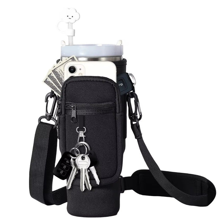 40oz Neoprene Water Bottle Carrier for Stanley Quencher - Sleeve with Adjustable Strap Image 1