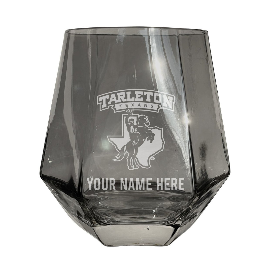 Tarleton State University Customizable Stemless Diamond Wine Glass Engraved 10 oz Officially Licensed Collegiate Product Image 1