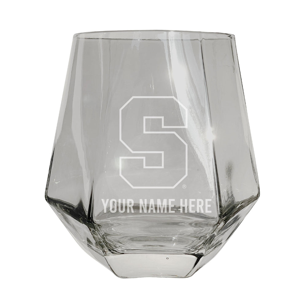 Syracuse Orange Customizable Stemless Diamond Wine Glass Engraved 10 oz Officially Licensed Collegiate Product Image 2