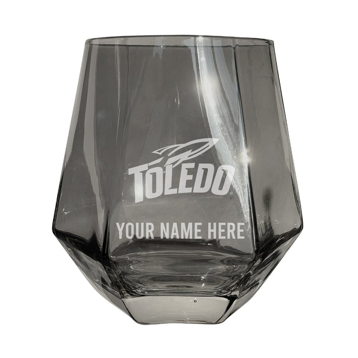 Toledo Rockets Customizable Stemless Diamond Wine Glass Engraved 10 oz Officially Licensed Collegiate Product Image 1