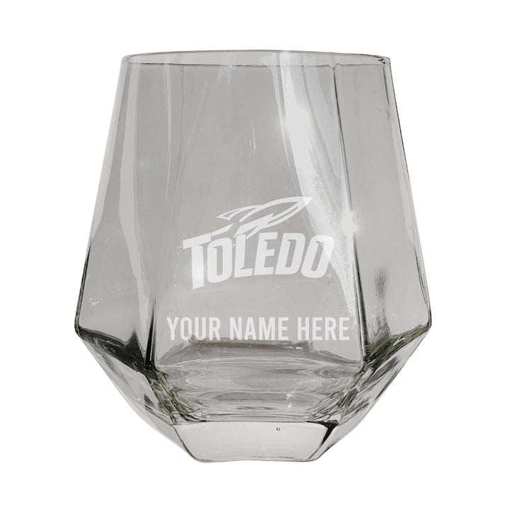 Toledo Rockets Customizable Stemless Diamond Wine Glass Engraved 10 oz Officially Licensed Collegiate Product Image 3