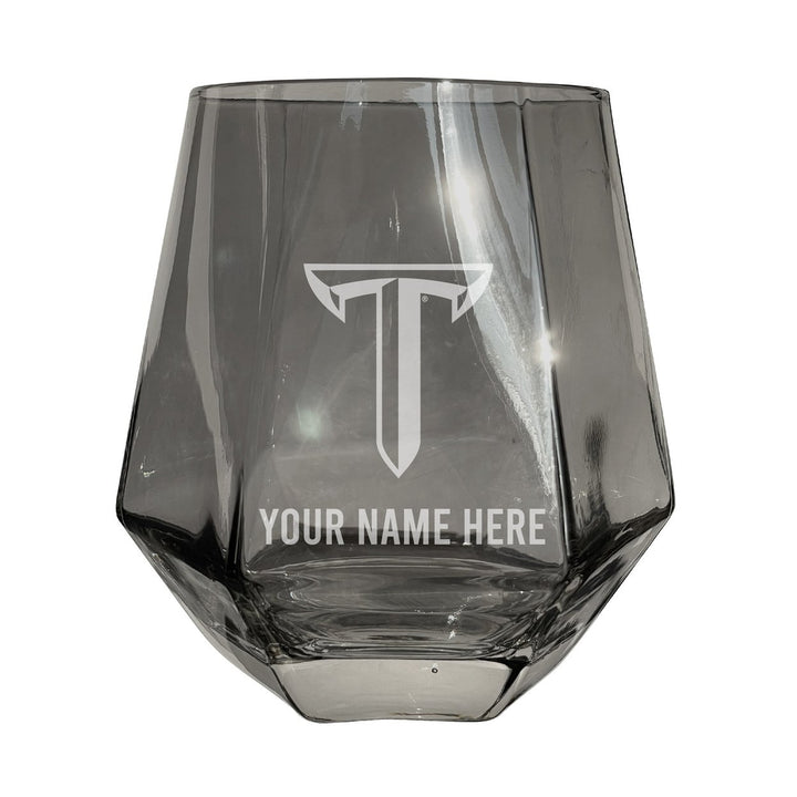 Troy University Customizable Stemless Diamond Wine Glass Engraved 10 oz Officially Licensed Collegiate Product Image 1