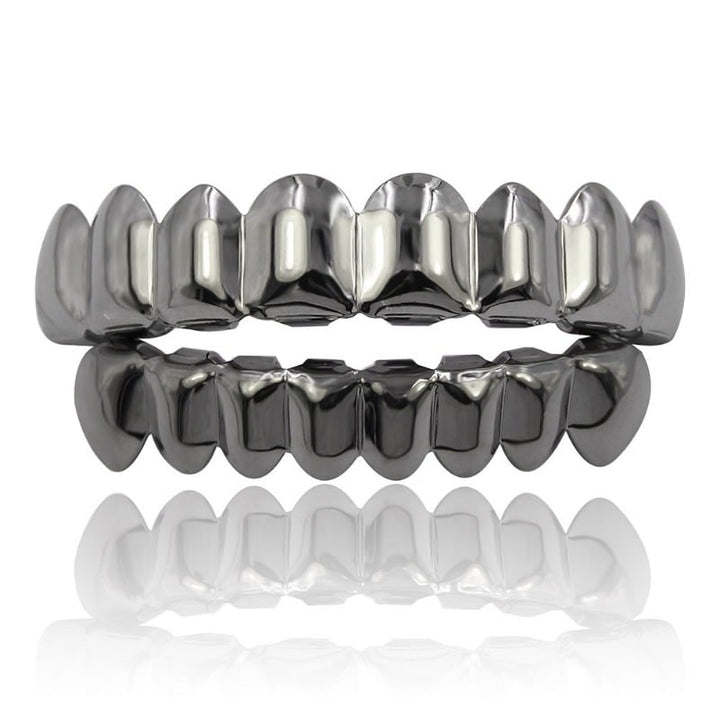 Gold Silver Plated HIP HOP Teeth Grillz Top and Bottom Grills Set With silicone Real Shiny Vampire Tooth Sets Image 1