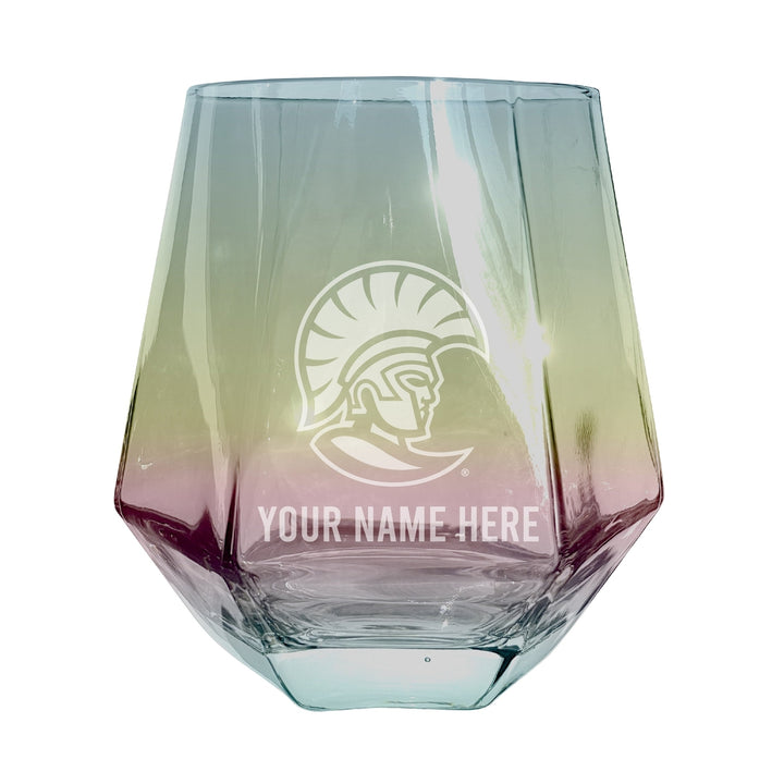 University of Tampa Spartans Customizable Stemless Diamond Wine Glass Engraved 10 oz Officially Licensed Collegiate Image 1