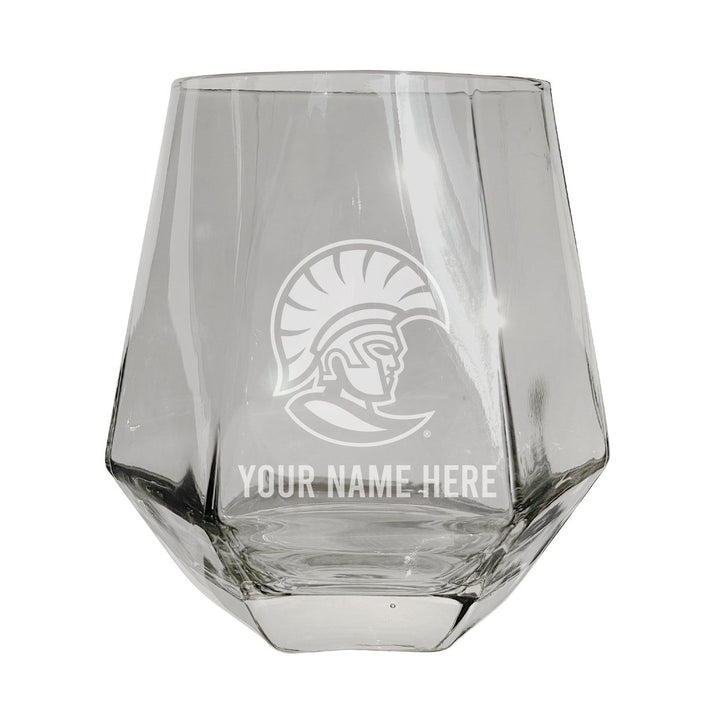 University of Tampa Spartans Customizable Stemless Diamond Wine Glass Engraved 10 oz Officially Licensed Collegiate Image 1