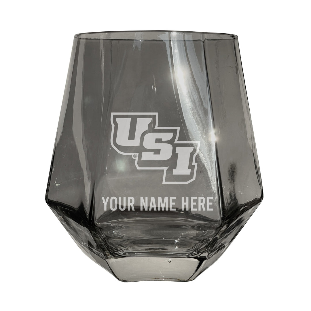 University of Southern Indiana Customizable Stemless Diamond Wine Glass Engraved 10 oz Officially Licensed Collegiate Image 3