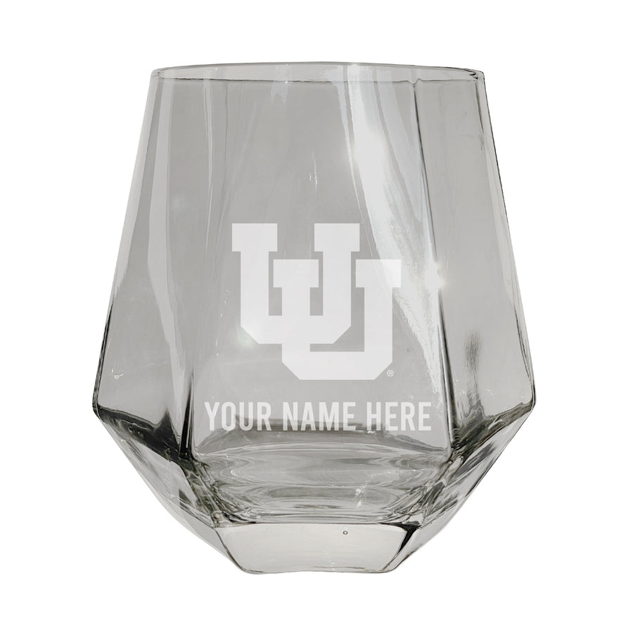 Utah Utes Customizable Stemless Diamond Wine Glass Engraved 10 oz Officially Licensed Collegiate Product Image 1