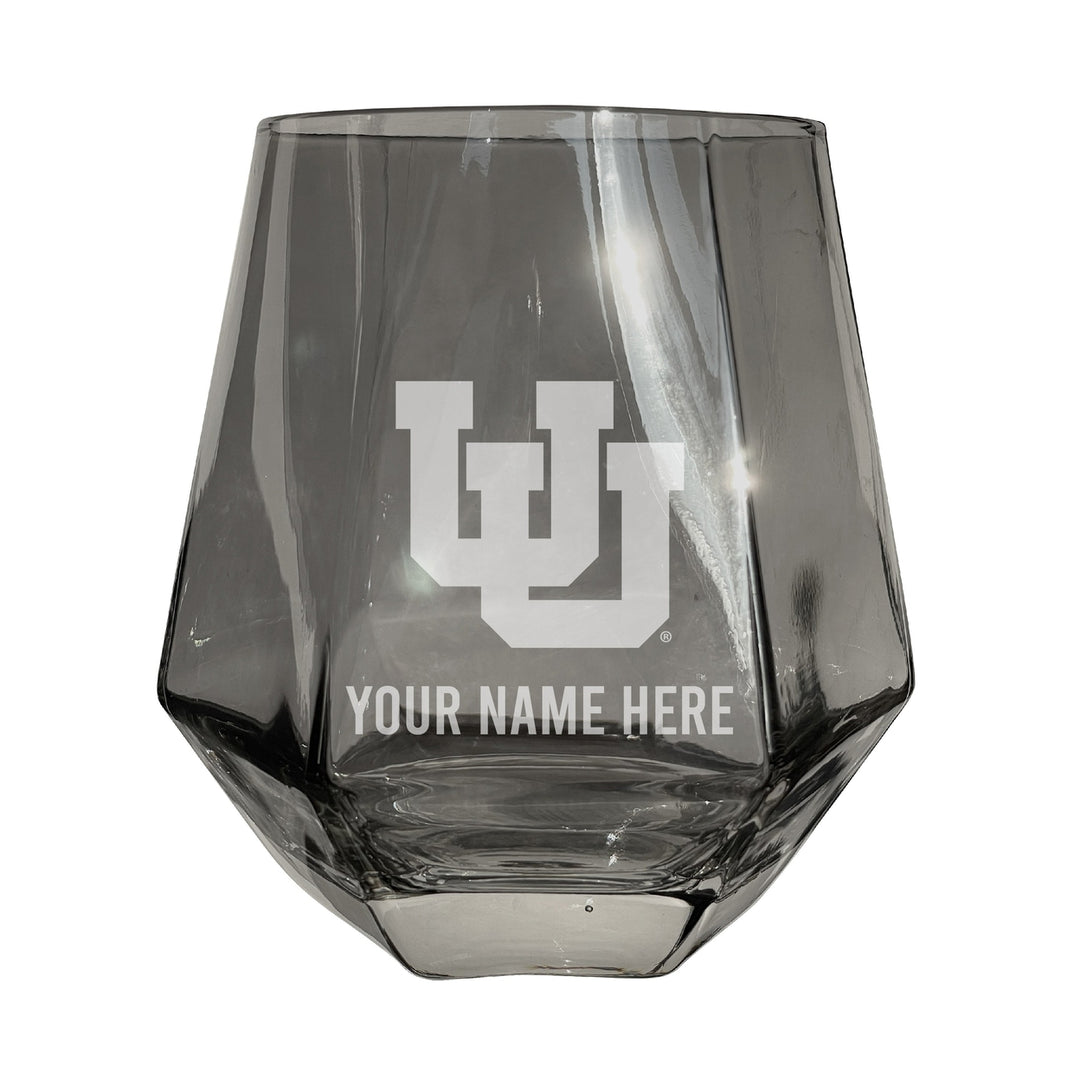 Utah Utes Customizable Stemless Diamond Wine Glass Engraved 10 oz Officially Licensed Collegiate Product Image 2