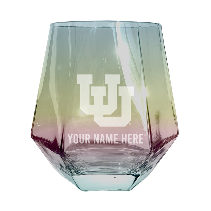 Utah Utes Customizable Stemless Diamond Wine Glass Engraved 10 oz Officially Licensed Collegiate Product Image 3