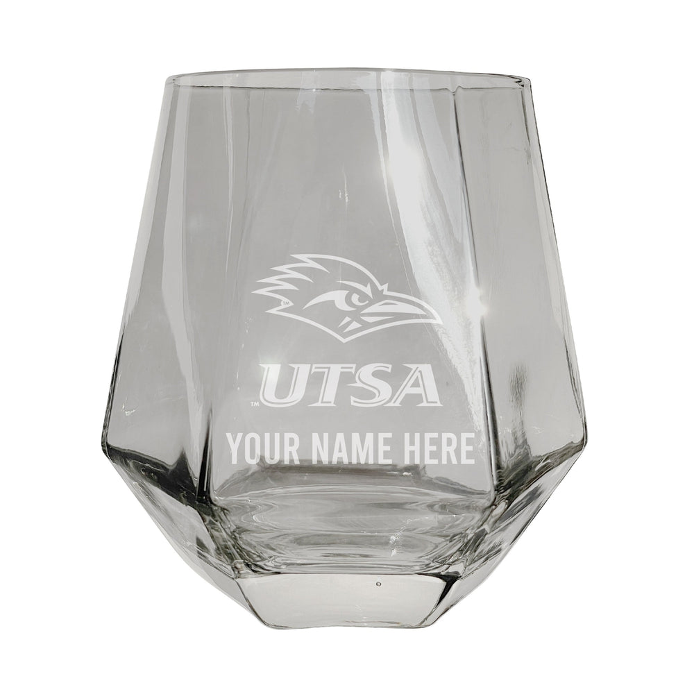 UTSA Road Runners Customizable Stemless Diamond Wine Glass Engraved 10 oz Officially Licensed Collegiate Product Image 2