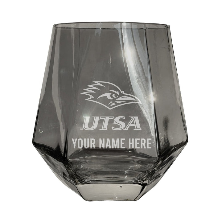 UTSA Road Runners Customizable Stemless Diamond Wine Glass Engraved 10 oz Officially Licensed Collegiate Product Image 1