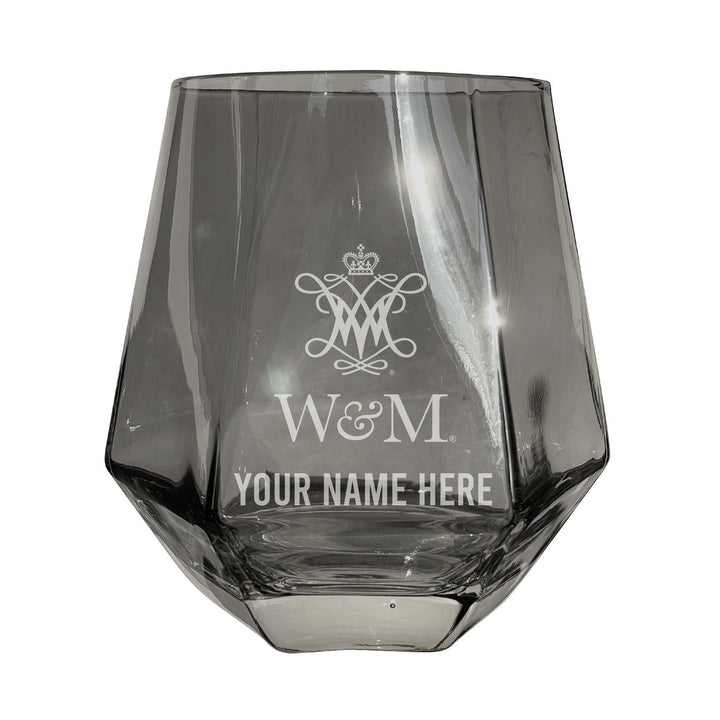 William and Mary Customizable Stemless Diamond Wine Glass Engraved 10 oz Officially Licensed Collegiate Product Image 1