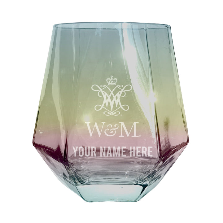 William and Mary Customizable Stemless Diamond Wine Glass Engraved 10 oz Officially Licensed Collegiate Product Image 3